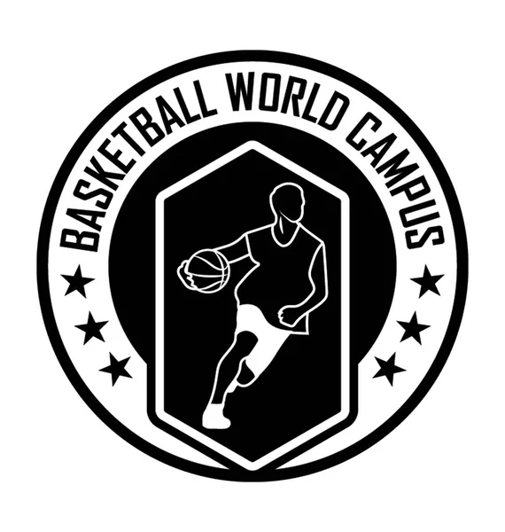 Badge Campus Basketball Icône Vectorielle Plate — Image vectorielle