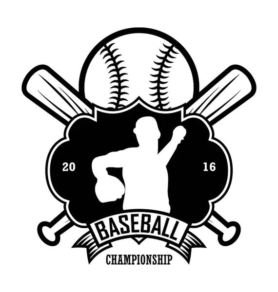 Beyzbol rozet düz vektör simgesi