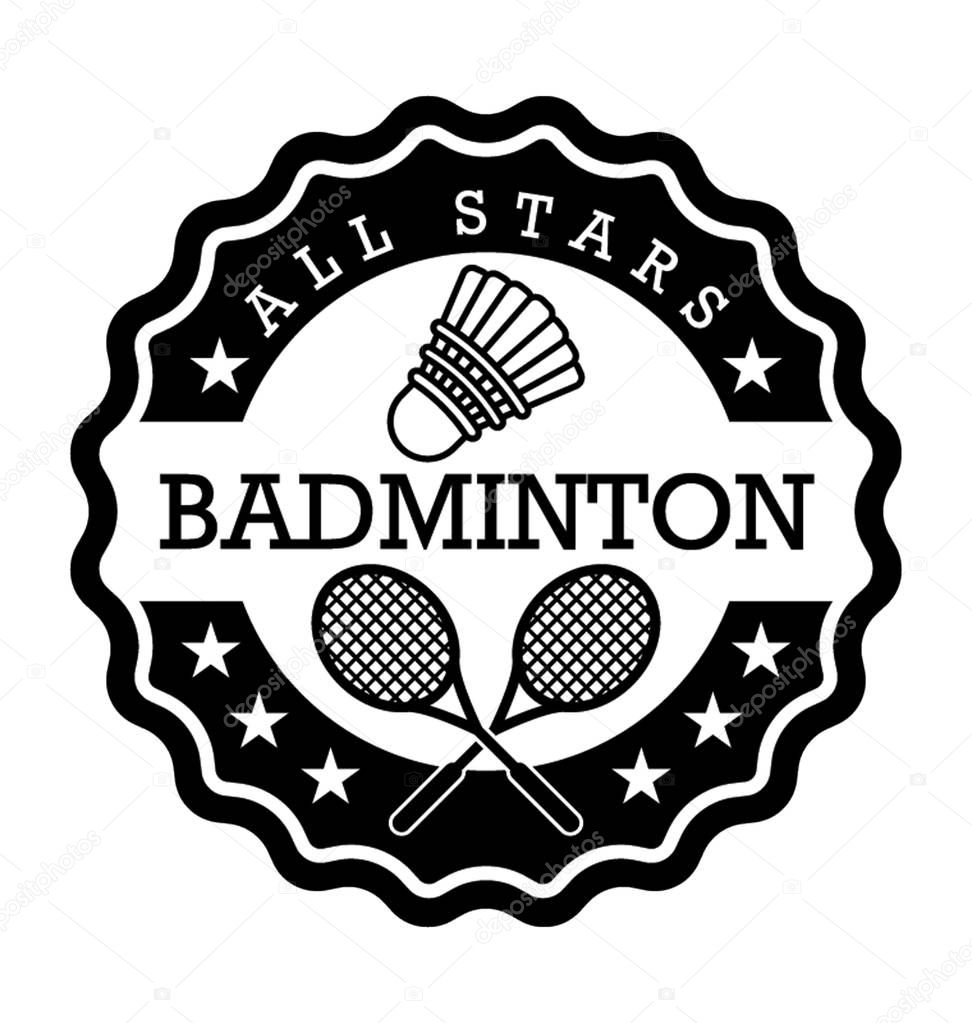 Badminton Emblem Flat Vector Icon
