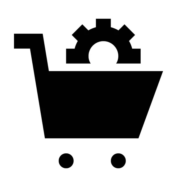 Shopping Cart Instelling Platte Vector Icon — Stockvector