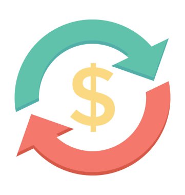 Dolar döviz renkli vektör simgesi