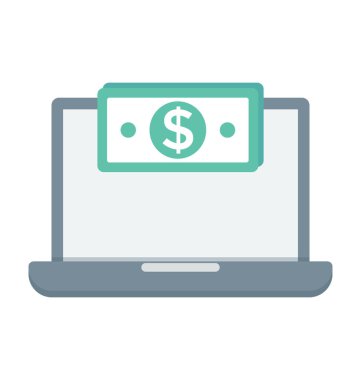 Online ödeme renkli vektör simgesi