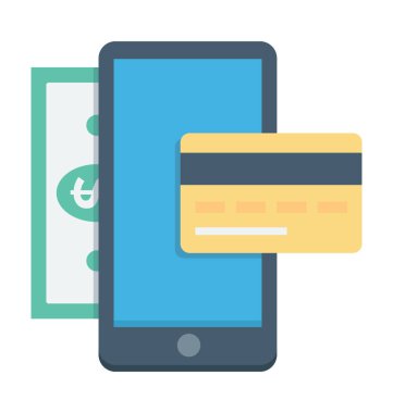 Mobil bankacılık renkli simge vektör