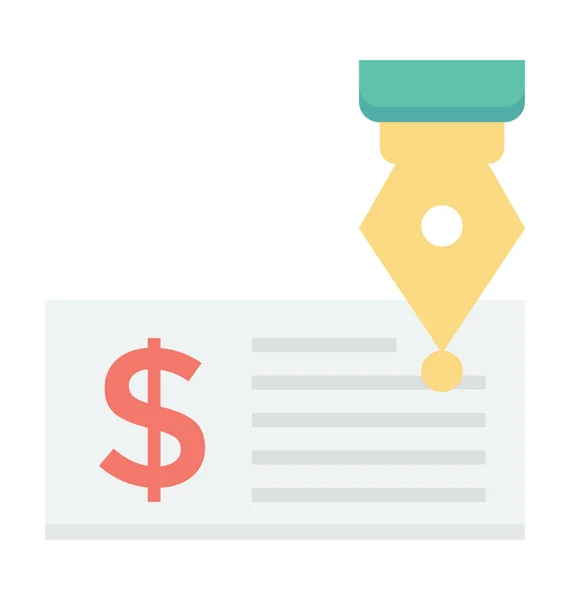 Cheque Signing Colored Vector Icon — Stock Vector