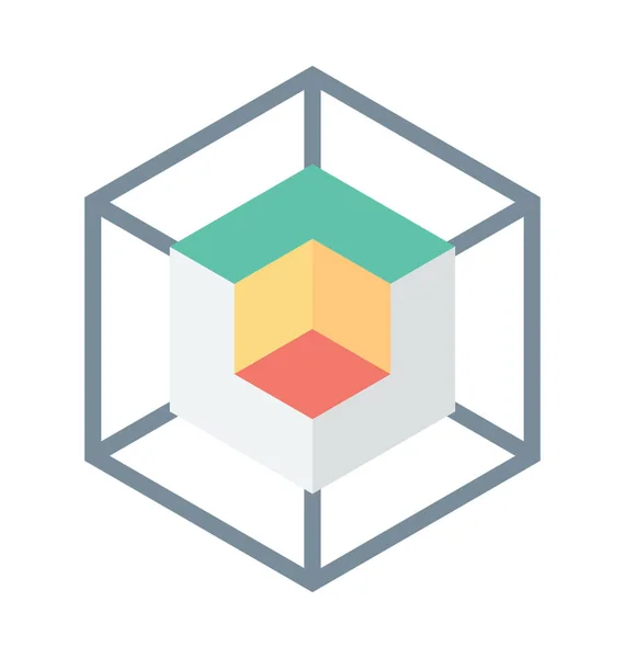 Cubo Color Vector Icono — Vector de stock