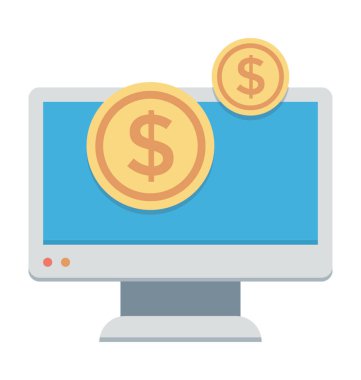 Online iş renkli vektör simgesi