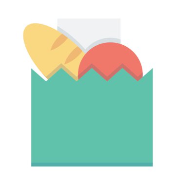 Bakkal çanta renkli vektör simgesi