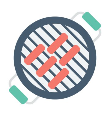 Barbekü ızgara renkli vektör simgesi