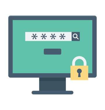 Bilgisayar güvenlik renkli vektör simgesi