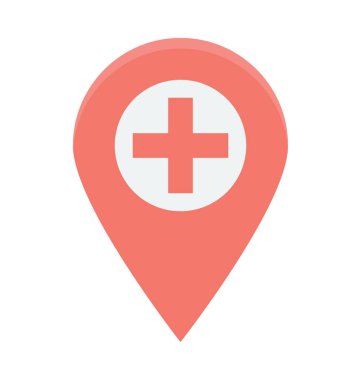Hastane konumu renkli vektör simgesi