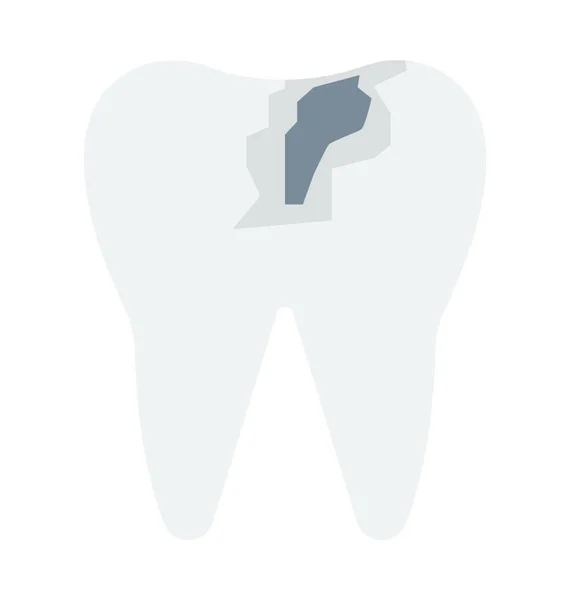 Broken Tooth Colored Vector Icon — Stock Vector