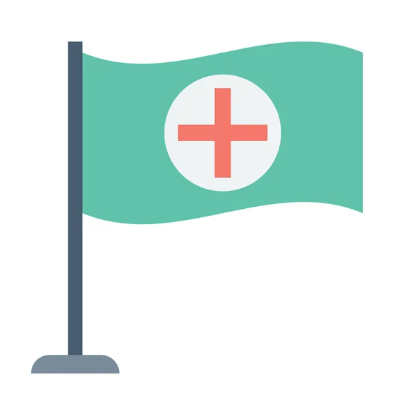 Hospital Flag Colored Vector Icon — Stock Vector