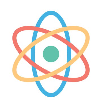 Atom renkli vektör simgesi