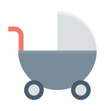 Bebek arabası renkli vektör simgesi 