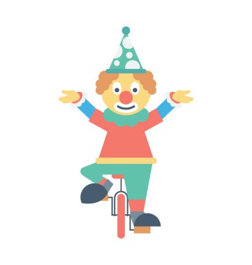 Palyaço Bisiklet renkli vektör simgesi