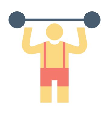 Vücut geliştirmeci renkli vektör simgesi