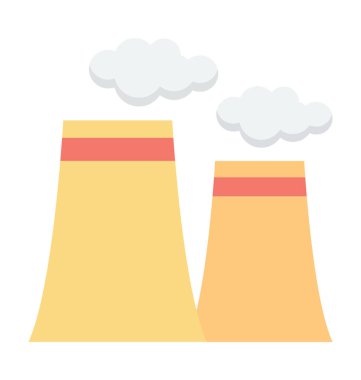 Nükleer santral renkli vektör simgesi