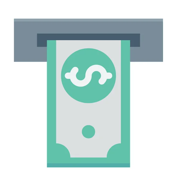 Contant Geld Terugtrekking Gekleurde Vector Icon — Stockvector
