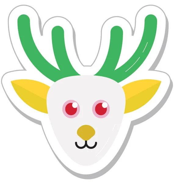 Reindeer Colored Vector Icon — Stock Vector