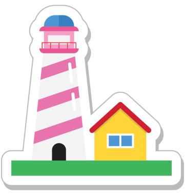Deniz feneri renkli vektör simgesi