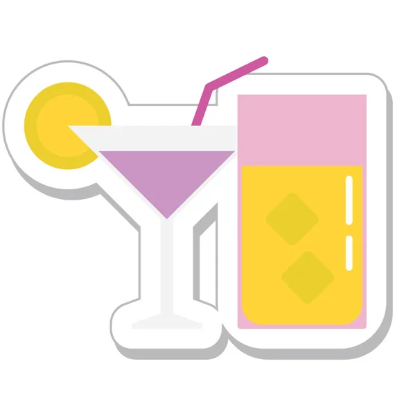 Cocktail Colored Vector Icon — Stock Vector