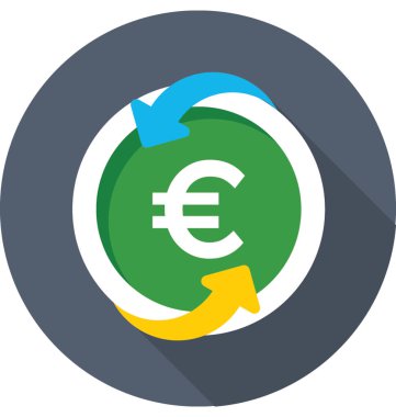 Euro değeri renkli vektör simgesi 