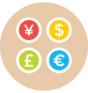 Yabancı para renkli vektör simgesi