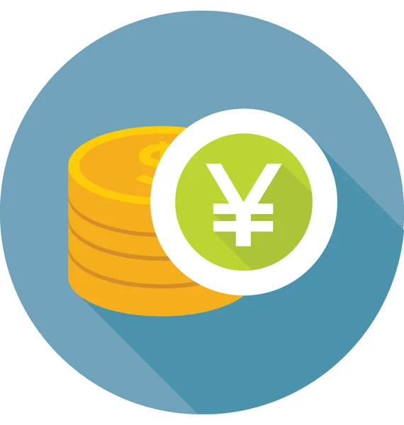 Yen Munten Gekleurde Vector Icon — Stockvector
