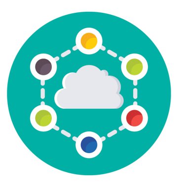 Bulut ağ renkli vektör simgesi