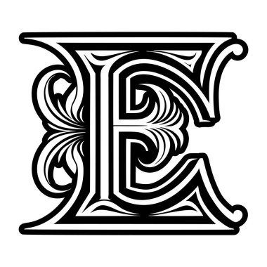 Kabartma biçiminde soyut e alfabe logosu