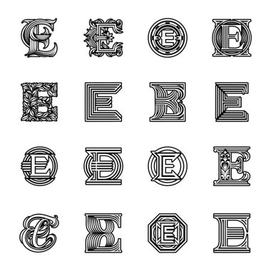 Dekoratif monogram seti ve kaligrafik elementler, tasarım elemanları, vektör.