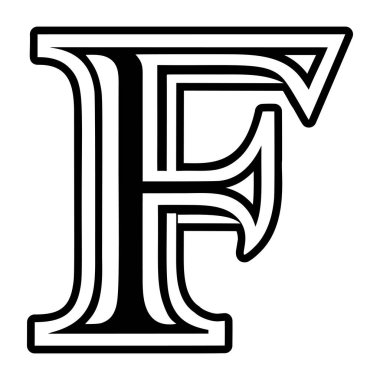 f logosunun kabartma biçiminde soyut alfabesi