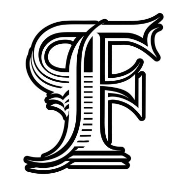 f logosunun kabartma biçiminde soyut alfabesi