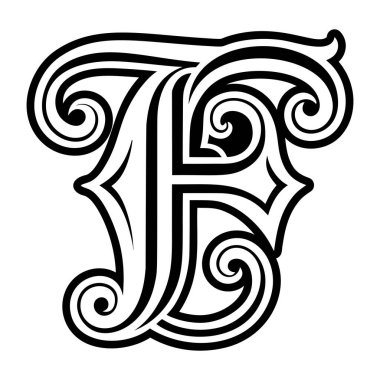 f logosunun kabartma biçiminde soyut harf alfabesi