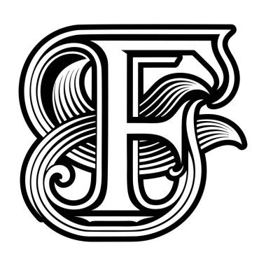 f logosunun kabartma biçiminde soyut alfabesi