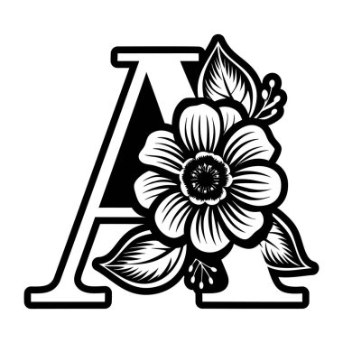 Süslü bir harf bir logo kabartma şeklinde.