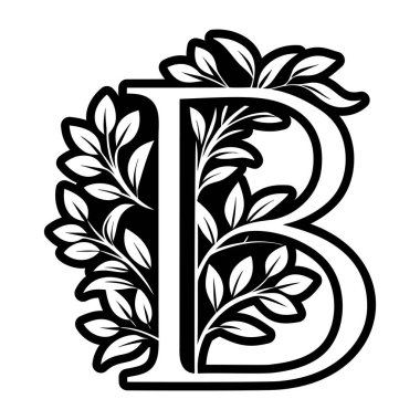 Çiçek harfi B logosu katı stil