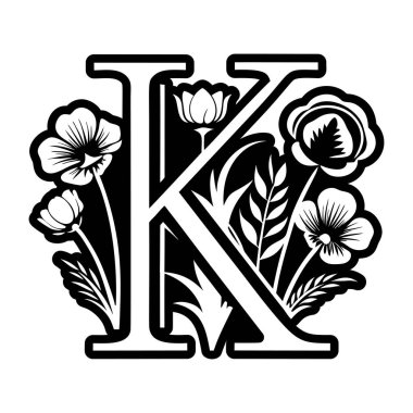 Parafin biçiminde botanik harfi k monogramı