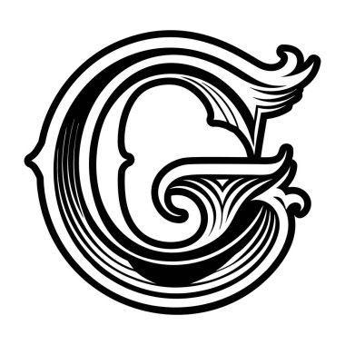 Kabartma biçiminde soyut alfabe g logosu