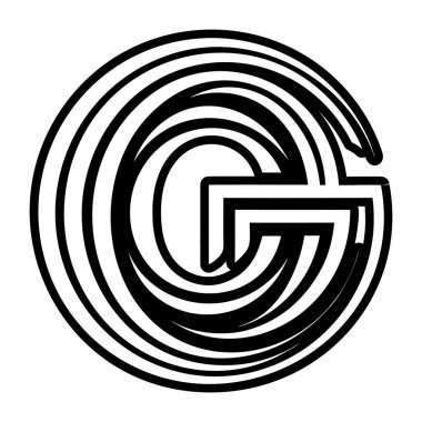 Kabartma biçiminde soyut harf alfabesi g logosu