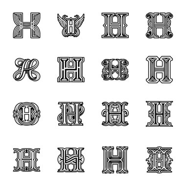 vintage harflerin vektör kümesi