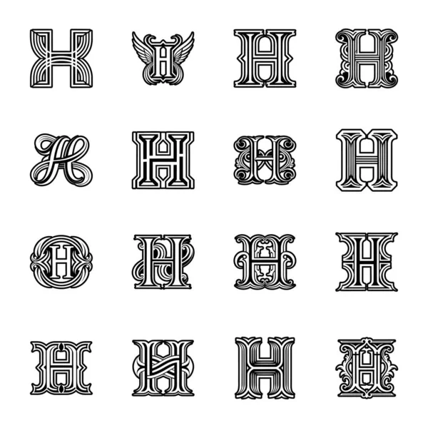 vintage harflerin vektör kümesi