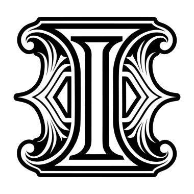 I harfinin monogramı tam biçiminde gösterilmiştir