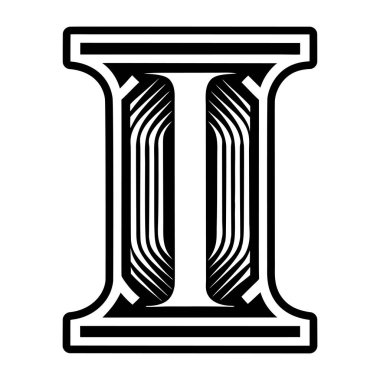 Minimalist harf I logosu katı bir şekilde işlenmiş.