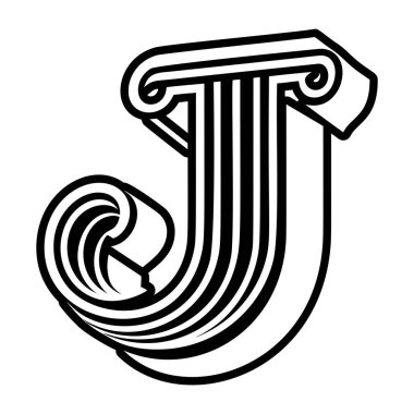 Yaratıcı harf j logosu kabartma biçiminde dizayn edildi