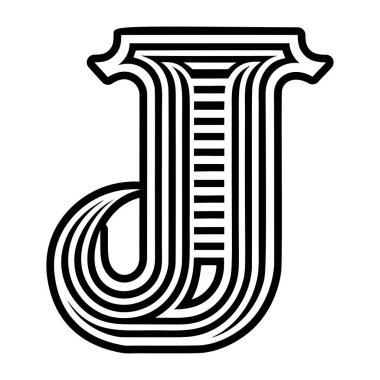 Minimalist harf j logosu katı biçimde