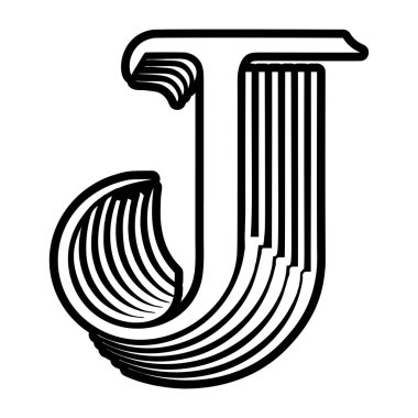 Glyph tarzı zarif harf j monogramı