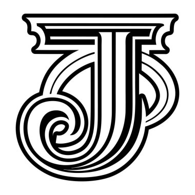 Kabartma biçiminde soyut alfabe j logosu