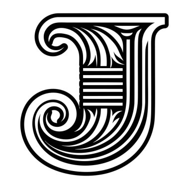 Yaratıcı harf j logosu kabartma biçiminde dizayn edildi