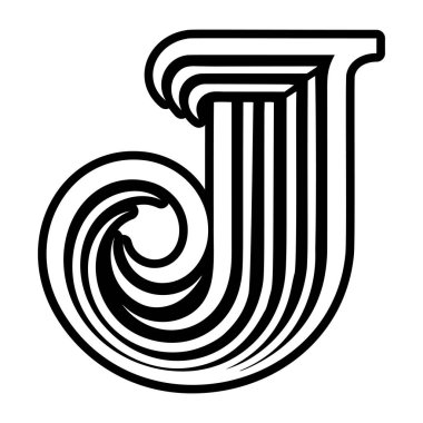 Katı biçimde dizayn edilmiş zarif j sembolü